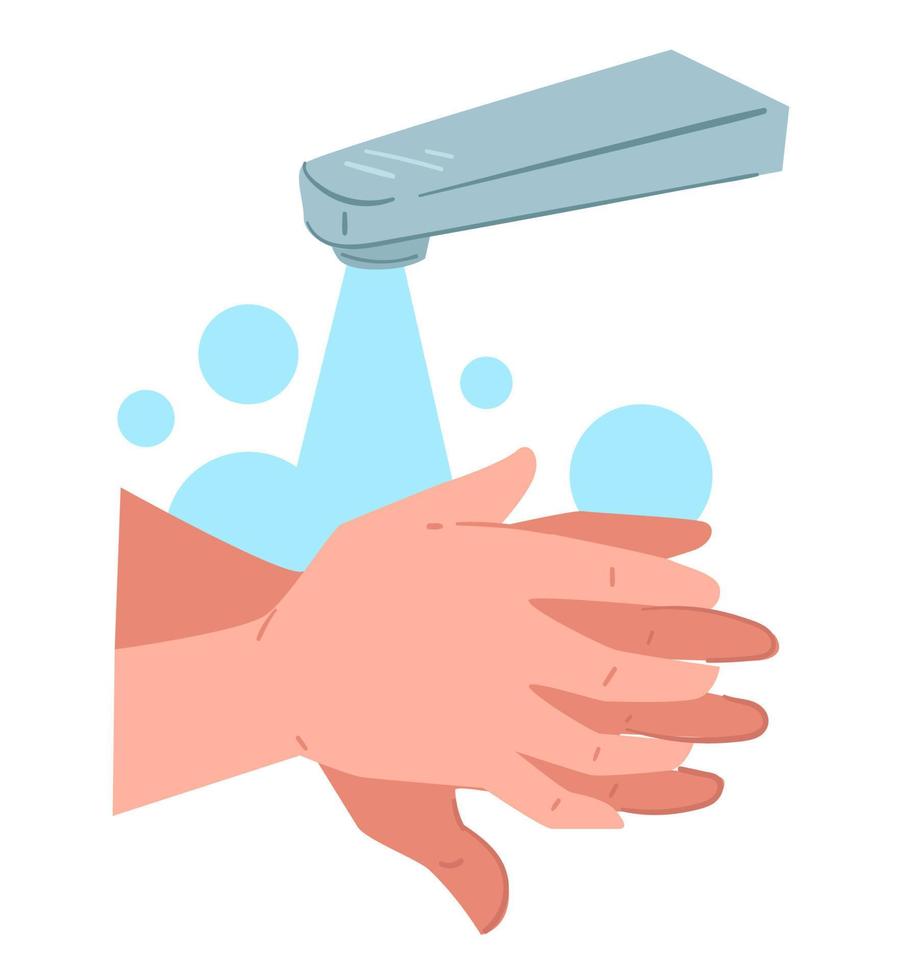 på vilket sätt till tvätta händer, hygien och själv vård vektor