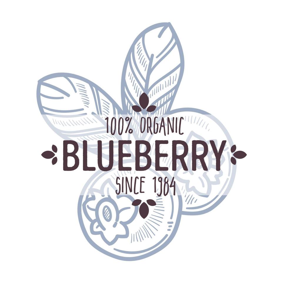 blåbär eller blåbär isolerat ikon med text skog bär vektor