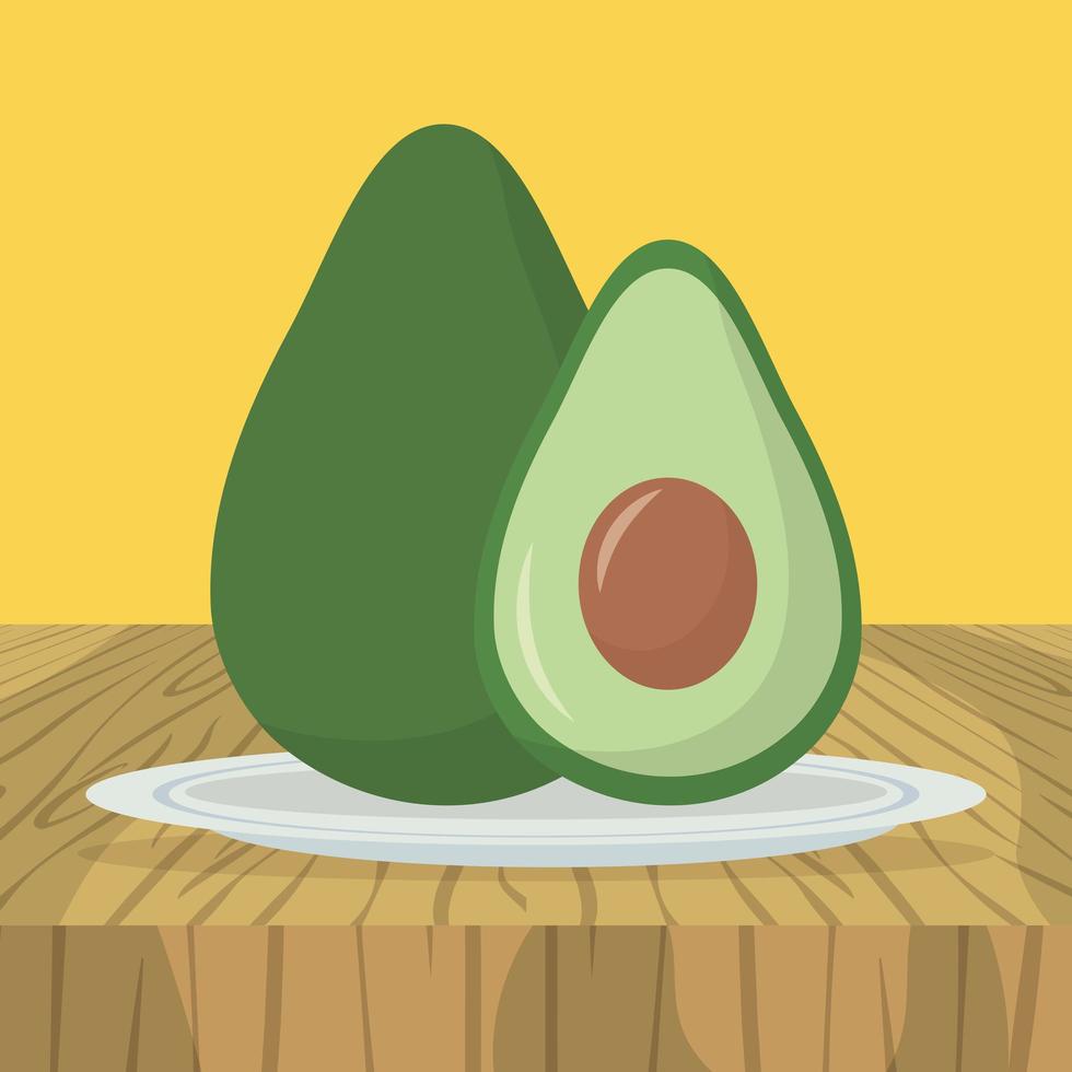 flaches Avocado-Design vektor