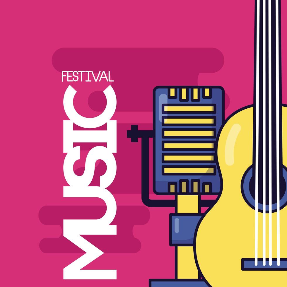söt musikfestival design med pop ikoner vektor