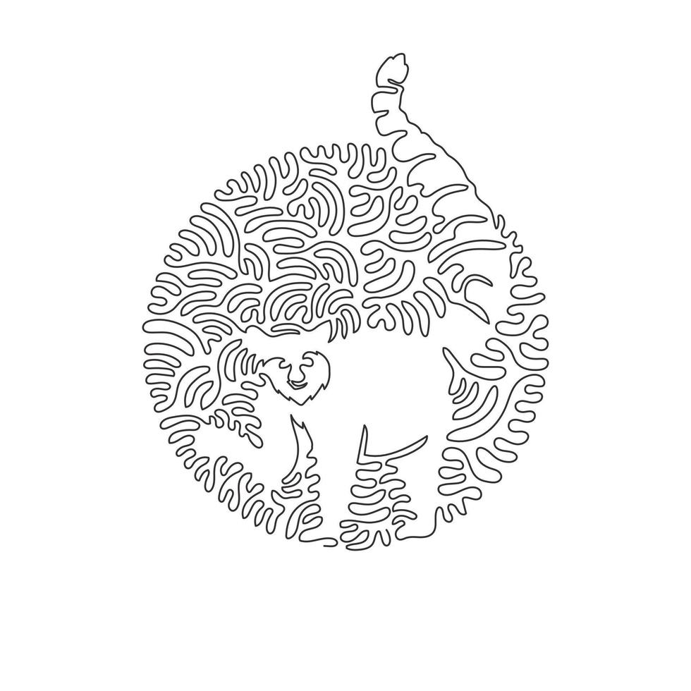 kontinuerlig kurva ett linje teckning av yster lemur kurva abstrakt konst. enda linje redigerbar stroke vektor illustration av foglig och sällskaplig lemur för logotyp, vägg dekor och affisch skriva ut dekoration