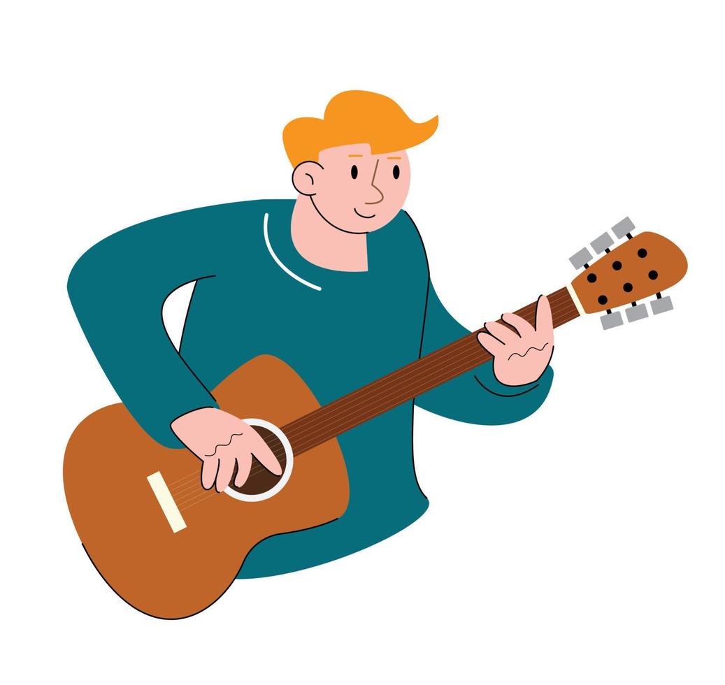 hobbycharakter leute, die gitarrenvektorillustration spielen vektor