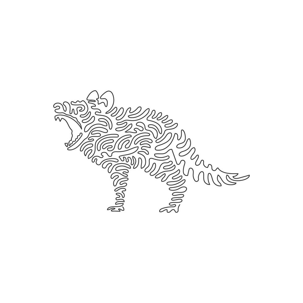 durchgehende kurve eine linienzeichnung der abstrakten kunst des fleischfressenden tasmanischen teufels. Einzeilige editierbare Strichvektorillustration von heftigen Temperamenten Tasmanien-Teufel für Logo, Wanddekoration, Boho-Poster vektor