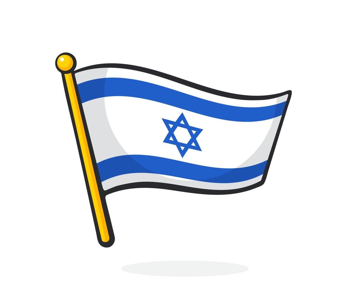 Cartoon-Illustration der Flagge Israels am Fahnenmast vektor