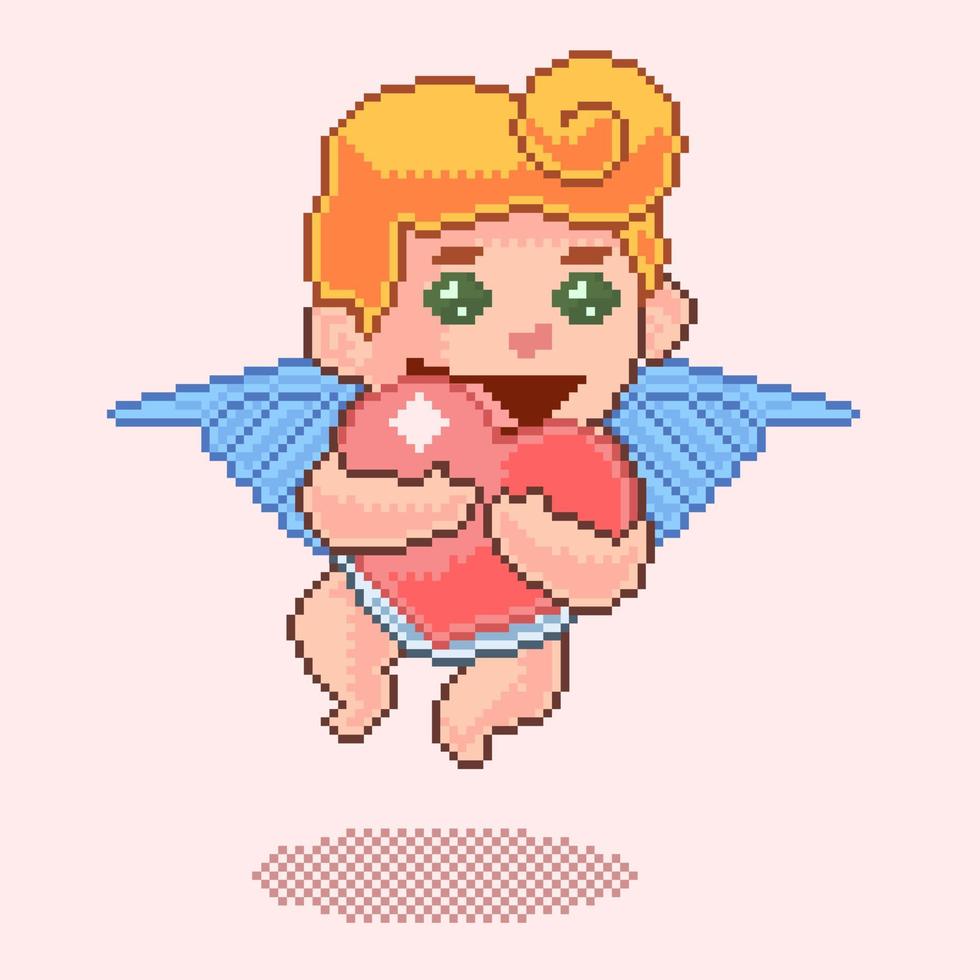 bebis ängel kärlek pixel konst stil utgåva 4 vektor