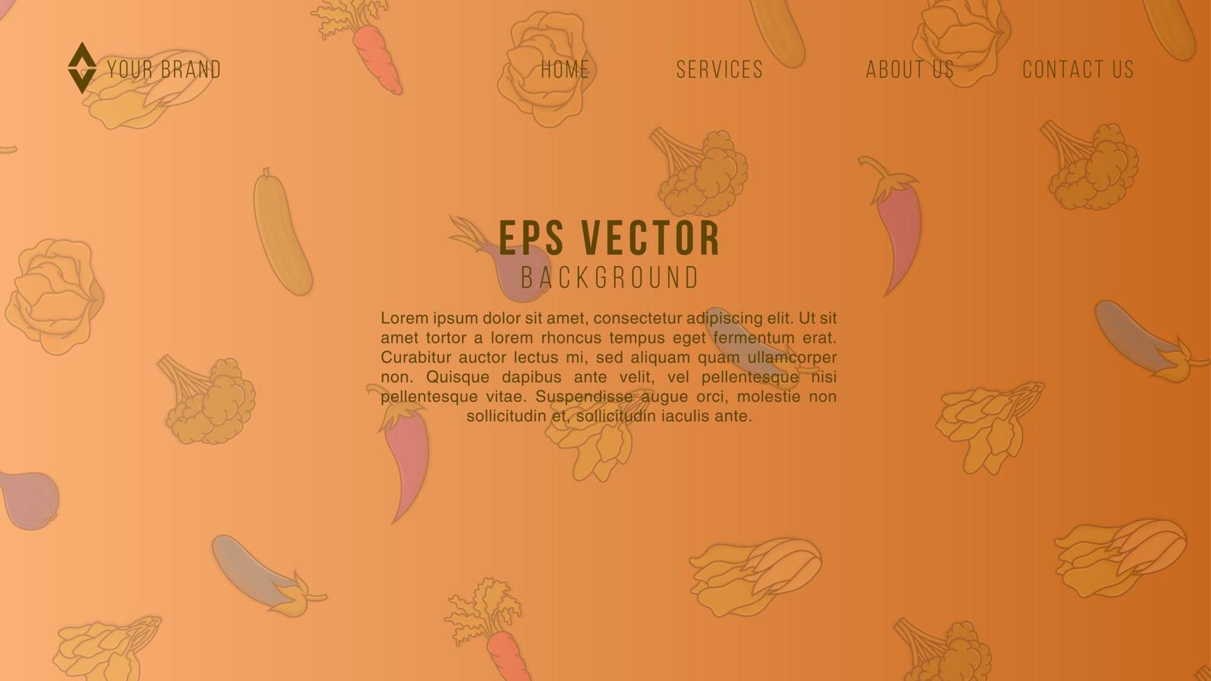 Vektorgrafiken Konzept Gemüse auf orangefarbenem Hintergrund vektor