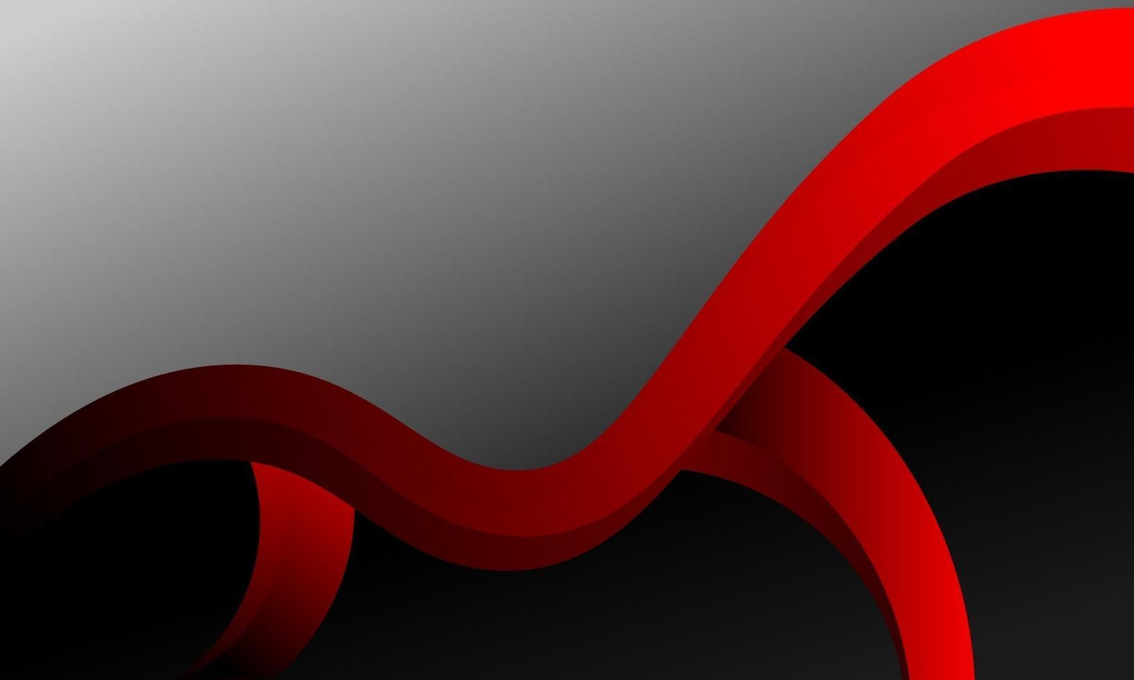 röd vågabstrakt med svart och grå bakgrund vektor