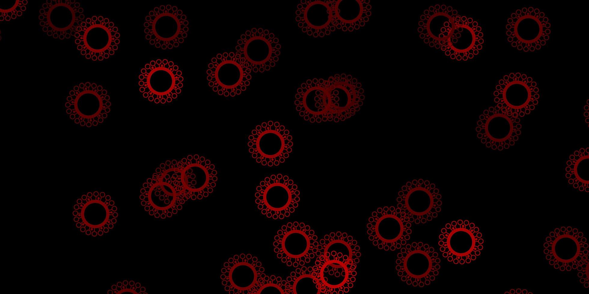 dunkelgrünes, rotes Vektormuster mit Coronavirus-Elementen. vektor