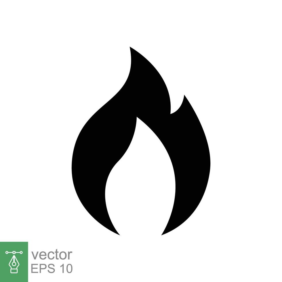 Symbol für Feuerflamme. einfacher flacher Stil. leidenschaftssymbol, brennbares logo, grill, hitze, heiß, brennwarnkonzept, silhouettenzeichen. Vektorillustrationsdesign lokalisiert auf weißem Hintergrund. Folge 10. vektor