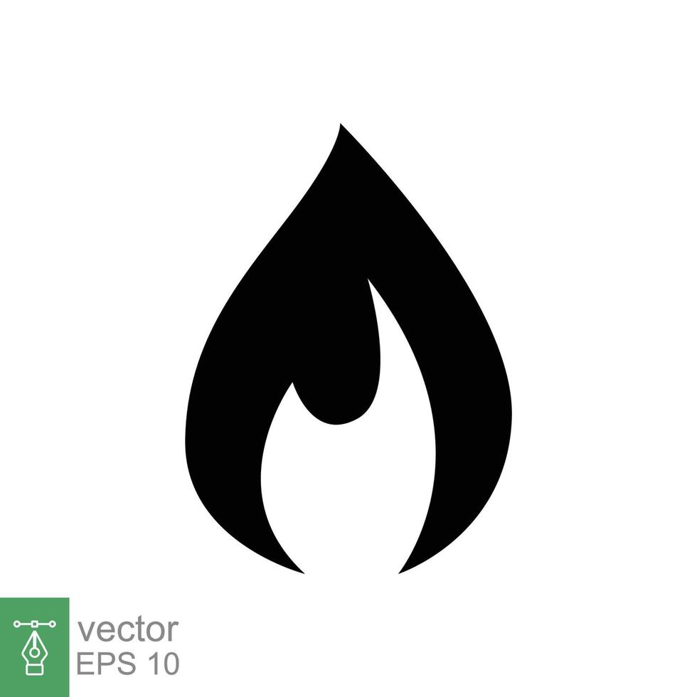 Symbol für Feuerflamme. einfacher flacher Stil. leidenschaftssymbol, brennbares logo, grill, hitze, heiß, brennwarnkonzept, silhouettenzeichen. Vektorillustrationsdesign lokalisiert auf weißem Hintergrund. Folge 10. vektor