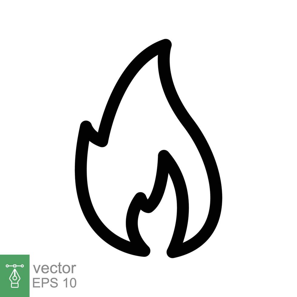 Symbol für Feuerflammenlinie. einfacher Gliederungsstil. leidenschaftssymbol, brennbares logo, grill, hitze, heiß, brennwarnkonzept, lichtzeichen. Vektorillustrationsdesign lokalisiert auf weißem Hintergrund. Folge 10. vektor