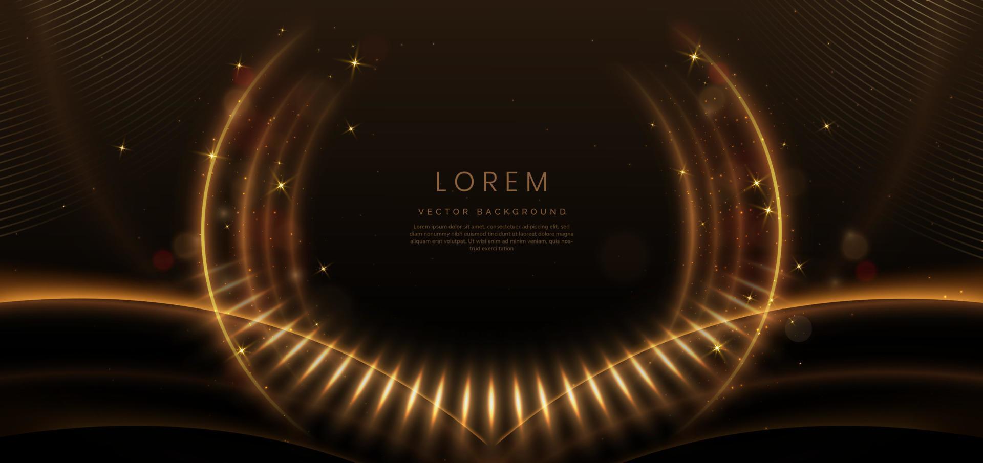 elegantes goldenes licht strahlt kreis auf dunkelbraunem hintergrund mit lichteffekt und funkeln. Vorlage Premium-Award-Design. vektor