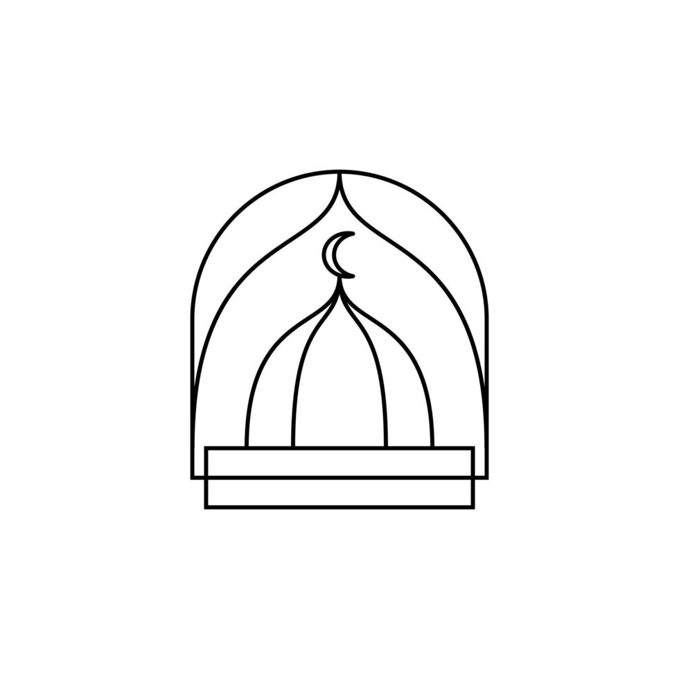 Linie Kunst-Moschee-Logo-Design-Vektor. vektor