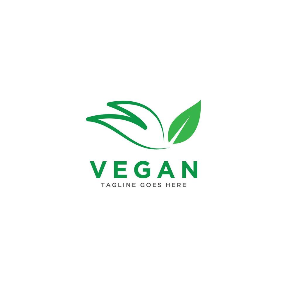 veganer Logo-Vektor. naturgrüne illustration mit blättern für logo, aufkleber und etikett. vektor