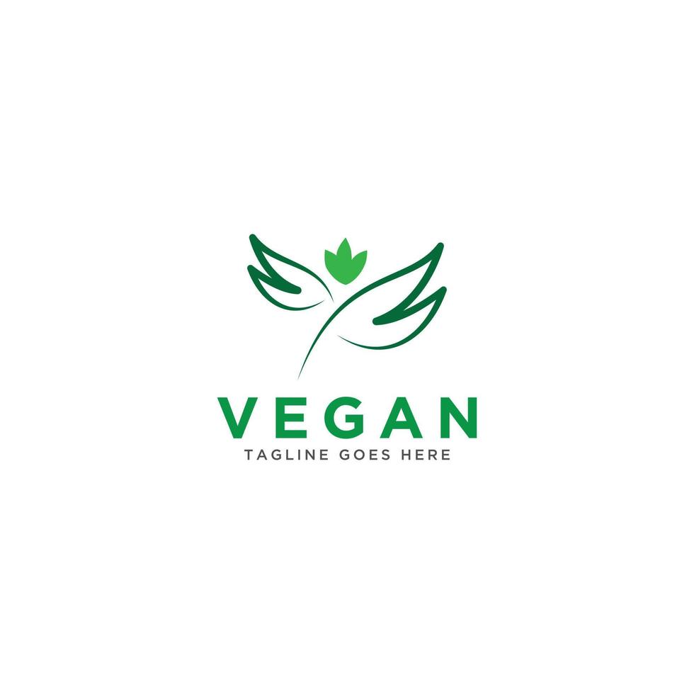 veganer Logo-Vektor. naturgrüne illustration mit blättern für logo, aufkleber und etikett. vektor