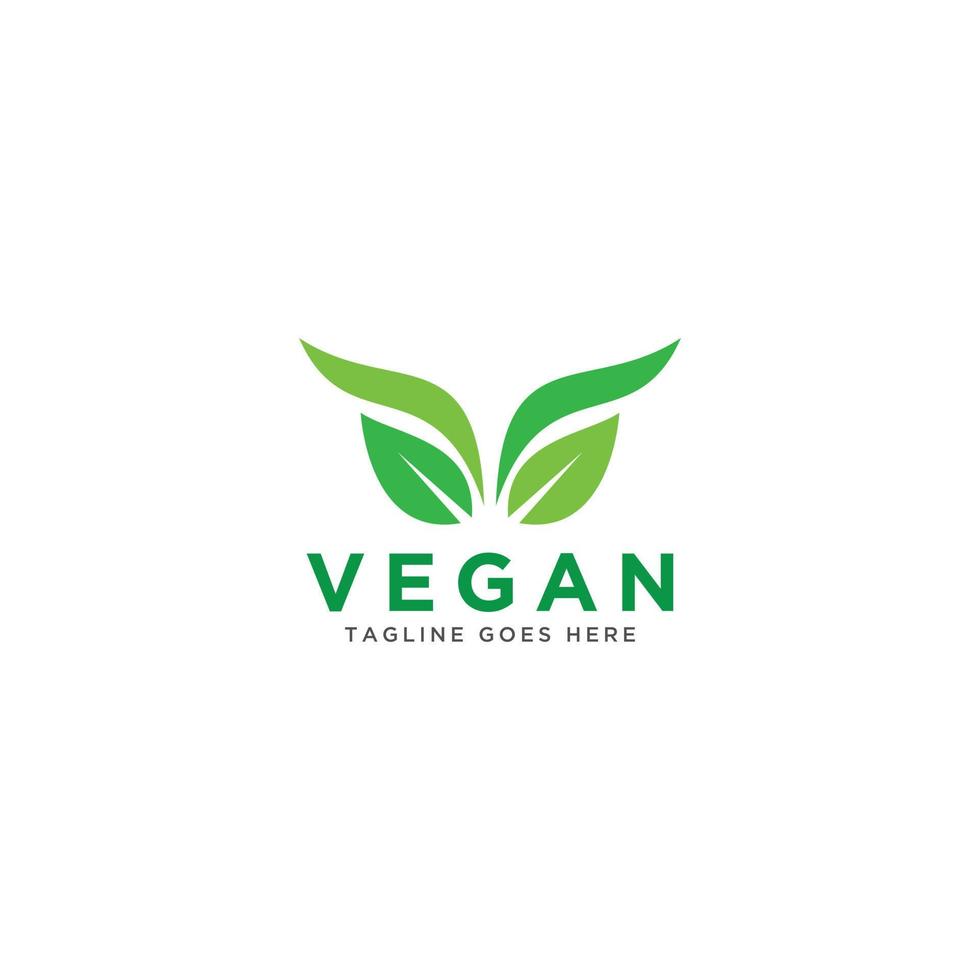 vegan logotyp vektor. natur grön illustration med löv för logotyp, klistermärke, och märka. vektor