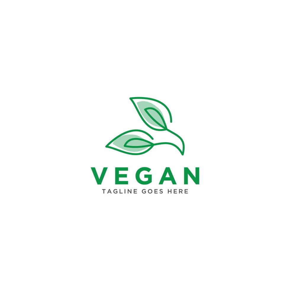 veganer Logo-Vektor. naturgrüne illustration mit blättern für logo, aufkleber und etikett. vektor