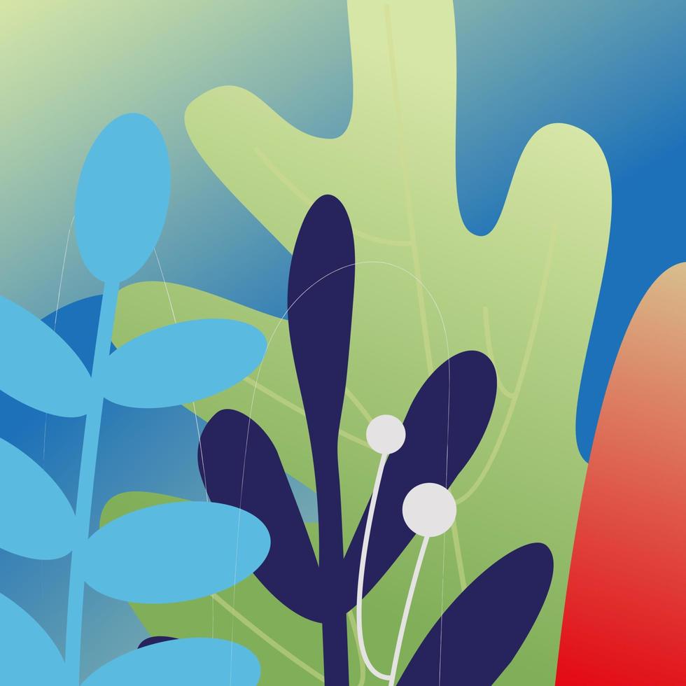 vektor klotter design, hand dra blommor och löv. barn illustration, söt bakgrund. Färg klotter bakgrund