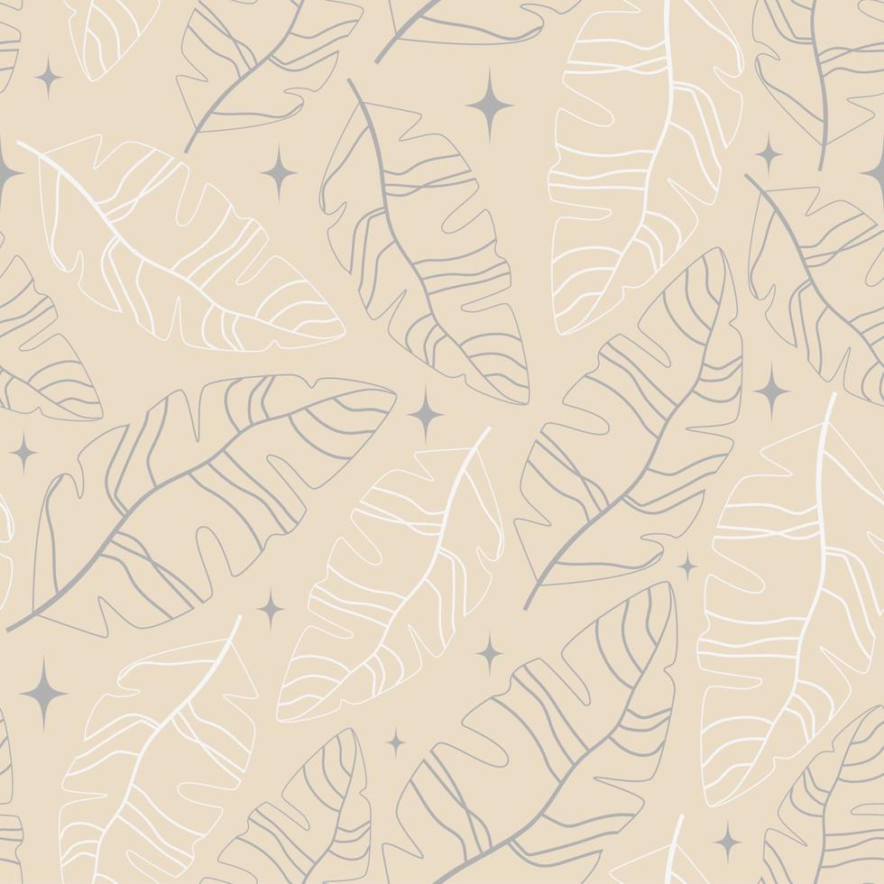 tropisches nahtloses muster mit blättern und sternen. modernes abstraktes Design für Papier, Einband, Stoff, Druck vektor
