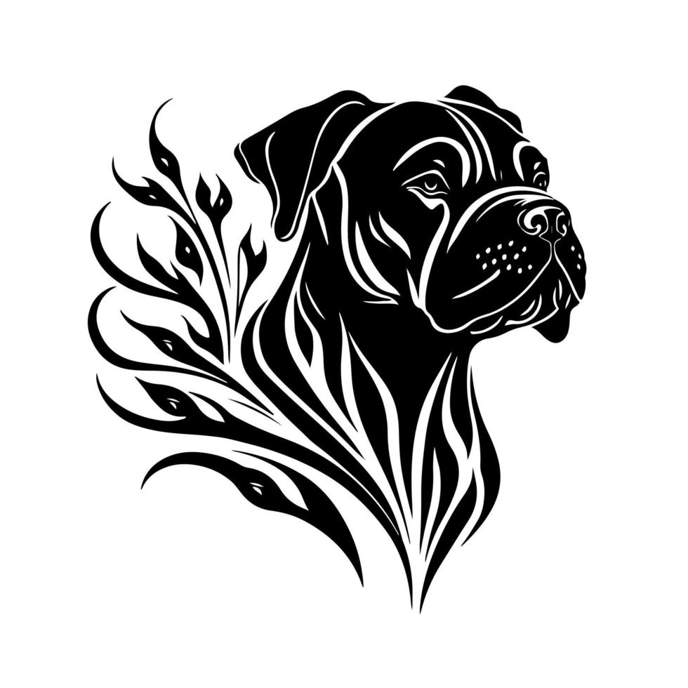 Cane Corso Hundeportrait. Zierdesign für Logo, Emblem, Tätowierung, Stickerei, Laserschneiden, Sublimation. vektor