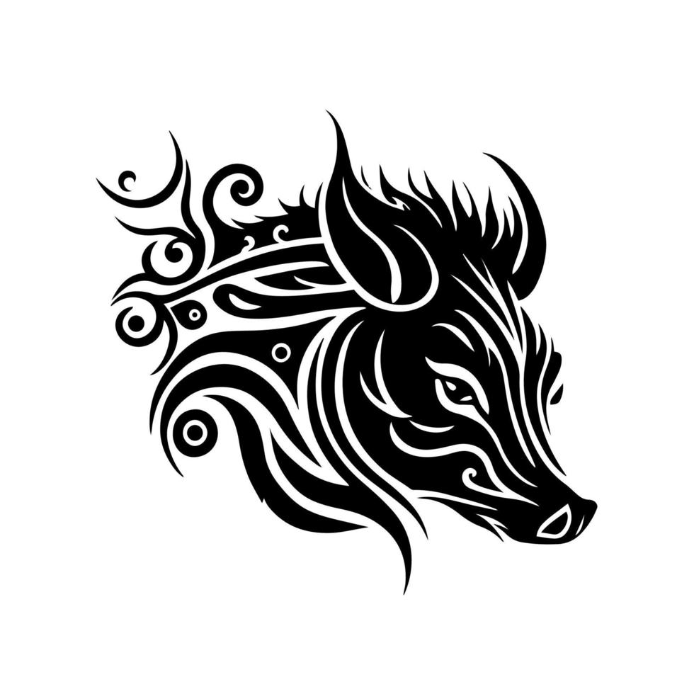 dekorativ vild vildsvin porträtt. dekorativ illustration för logotyp, emblem, tatuering, broderi, laser skärande, sublimering. vektor