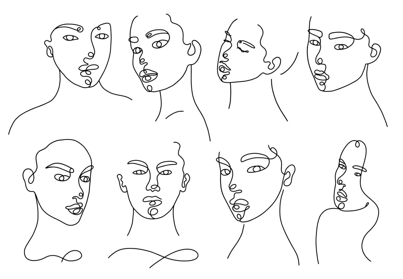 kontinuerlig linjär silhuett av kvinnligt ansikte vektor