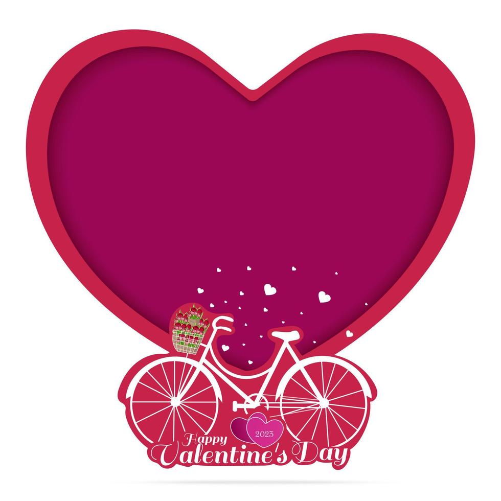 Valentinstag-Konzept. illustration der liebes- und valentinstaggrußkarte. Rosenstrauß auf rosafarbenem Fahrrad. vektor