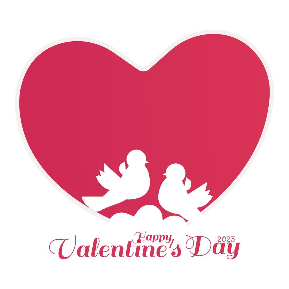 Valentinstag. illustration der liebes- und valentinstaggrußkarte. Liebesvögel vor roten Herzen auf weißem Hintergrund. vektor