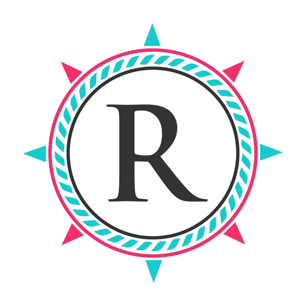 anker-logo-design auf buchstabe r-vorlage. Marine-Retro-Element, Superyacht-Symbol, Segelkreuzfahrten-Abzeichen-Logo vektor