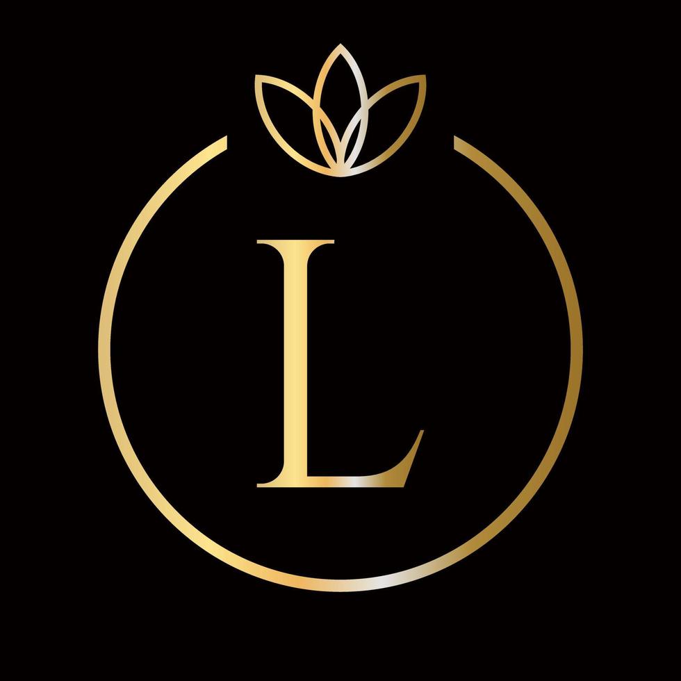 första l brev lyx, skönhet, prydnad monogram logotyp för bröllop, mode, Smycken, boutique, blommig och botanisk mall vektor