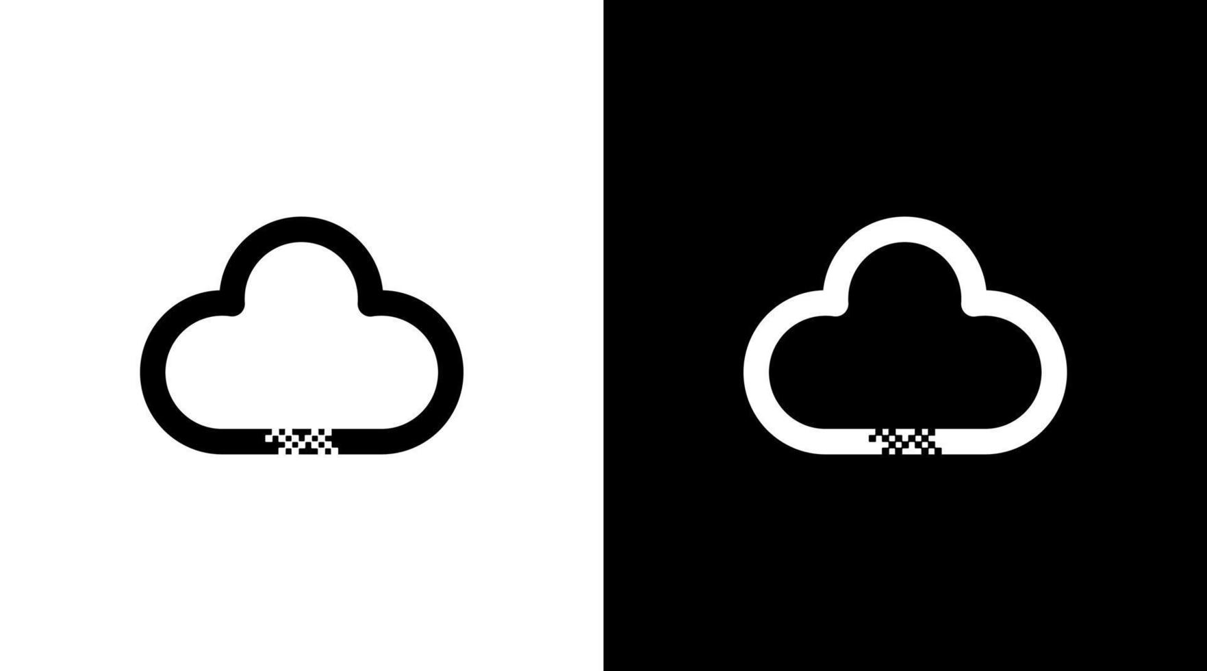 Cloud-Logo-Monogramm-Datentechnologie-Schwarz-Weiß-Symbol-Illustrationsstil-Designvorlagen vektor