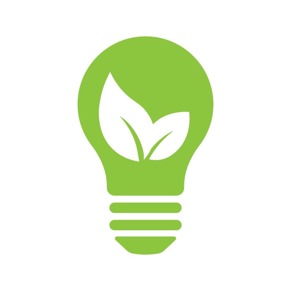 eco grön blad ikon i ljus Glödlampa bio natur grön eco symbol för webb och företag vektor