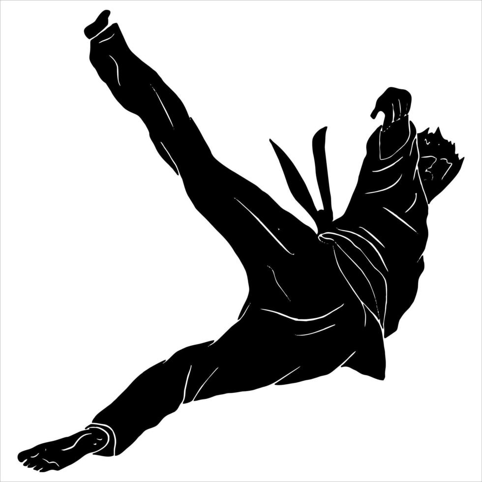 Karate-Kick-Icon-Kämpfer vektor