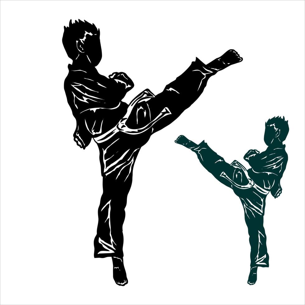 Karate-Kick-Icon-Kämpfer vektor