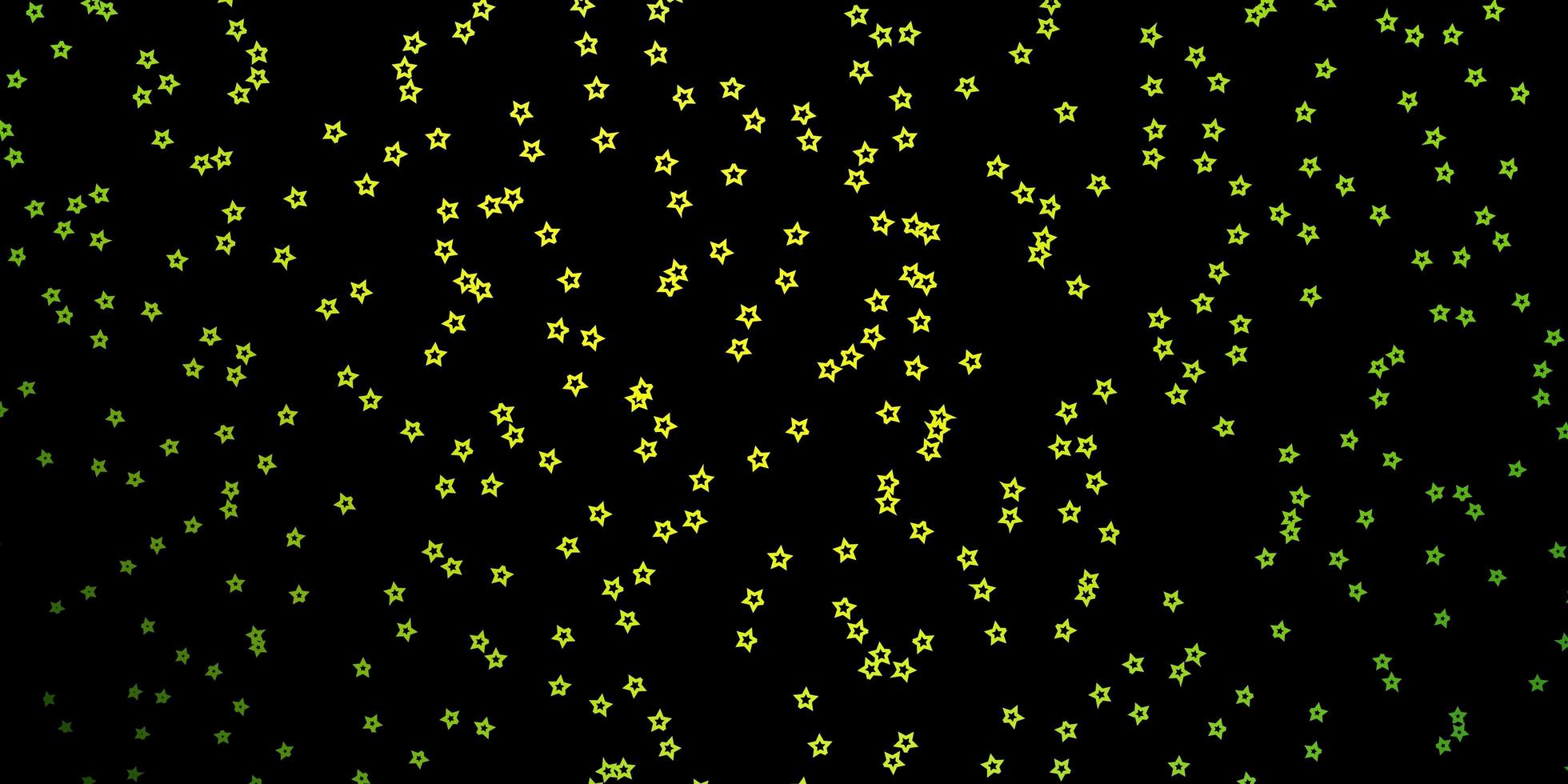 mörkgrönt, gult vektormönster med abstrakta stjärnor. vektor