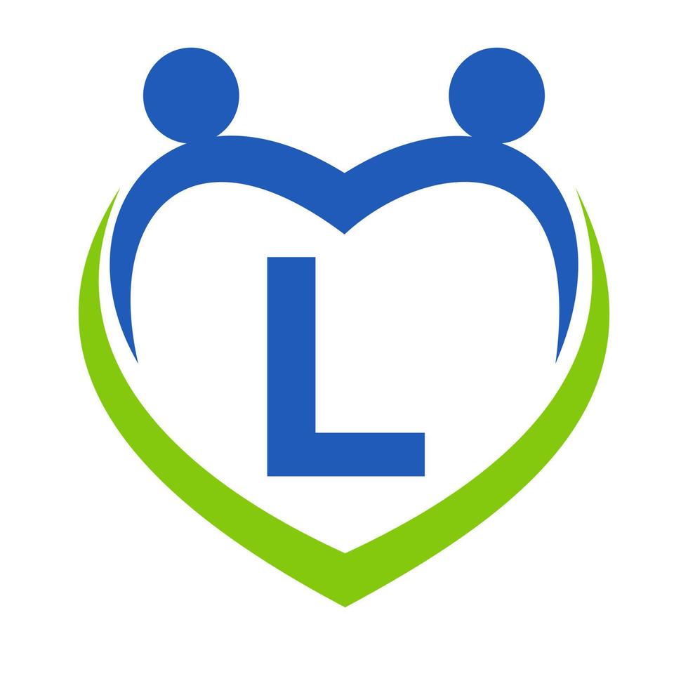 gesundheitszeichen auf buchstabe l vorlage. Einheit und Teamwork-Logo-Design. Logo der Wohltätigkeits- und Spendenstiftung vektor