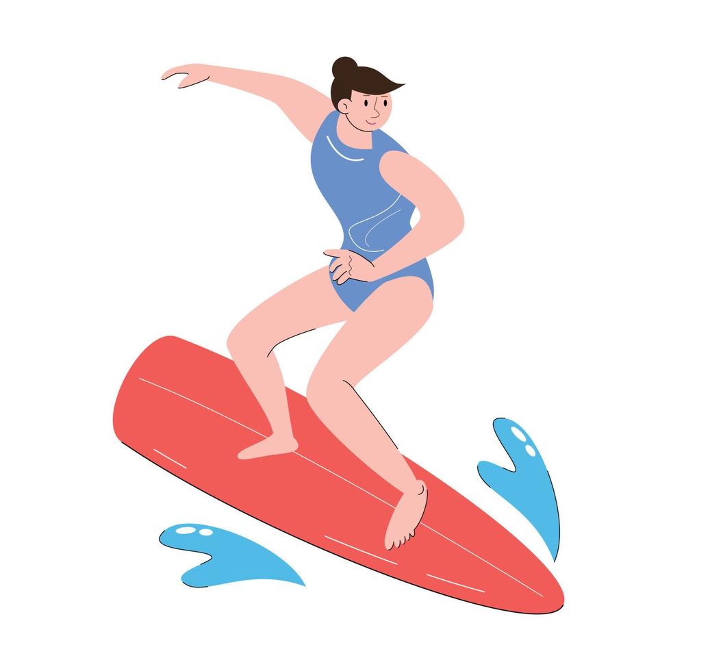 karaktär människor spelar surfa styrelse vektor illustration