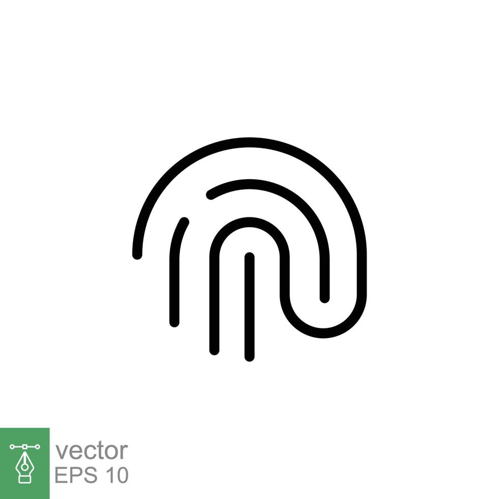 Symbol für die Fingerabdrucklinie. einfacher Gliederungsstil. fingerabdruck, eindeutiger daumenabdruck, daumenidentität, scan-id-zugriff, technologiekonzept. Vektorillustrationsdesign lokalisiert auf weißem Hintergrund. Folge 10. vektor