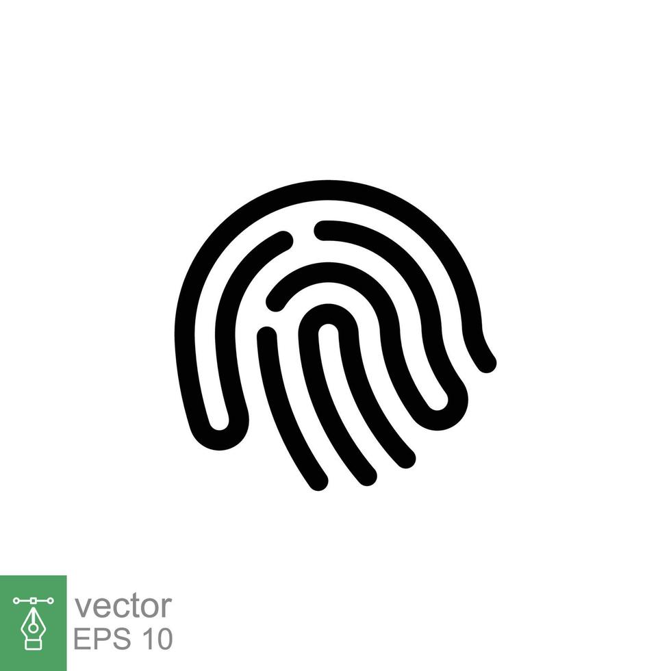 Symbol für die Fingerabdrucklinie. einfacher Gliederungsstil. fingerabdruck, eindeutiger daumenabdruck, daumenidentität, scan-id-zugriff, technologiekonzept. Vektorillustrationsdesign lokalisiert auf weißem Hintergrund. Folge 10. vektor