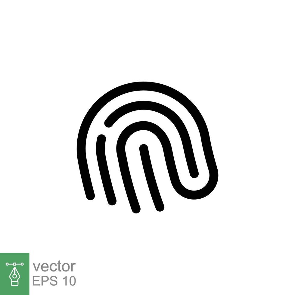 Symbol für die Fingerabdrucklinie. einfacher Gliederungsstil. fingerabdruck, eindeutiger daumenabdruck, daumenidentität, scan-id-zugriff, technologiekonzept. Vektorillustrationsdesign lokalisiert auf weißem Hintergrund. Folge 10. vektor