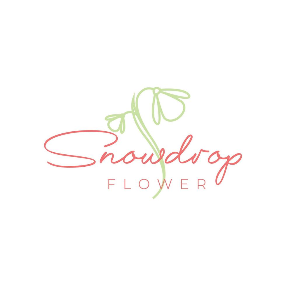 Schönheit feminine Blumen Schneetropfen Linien Logo Design Vektor Icon Illustration Vorlage