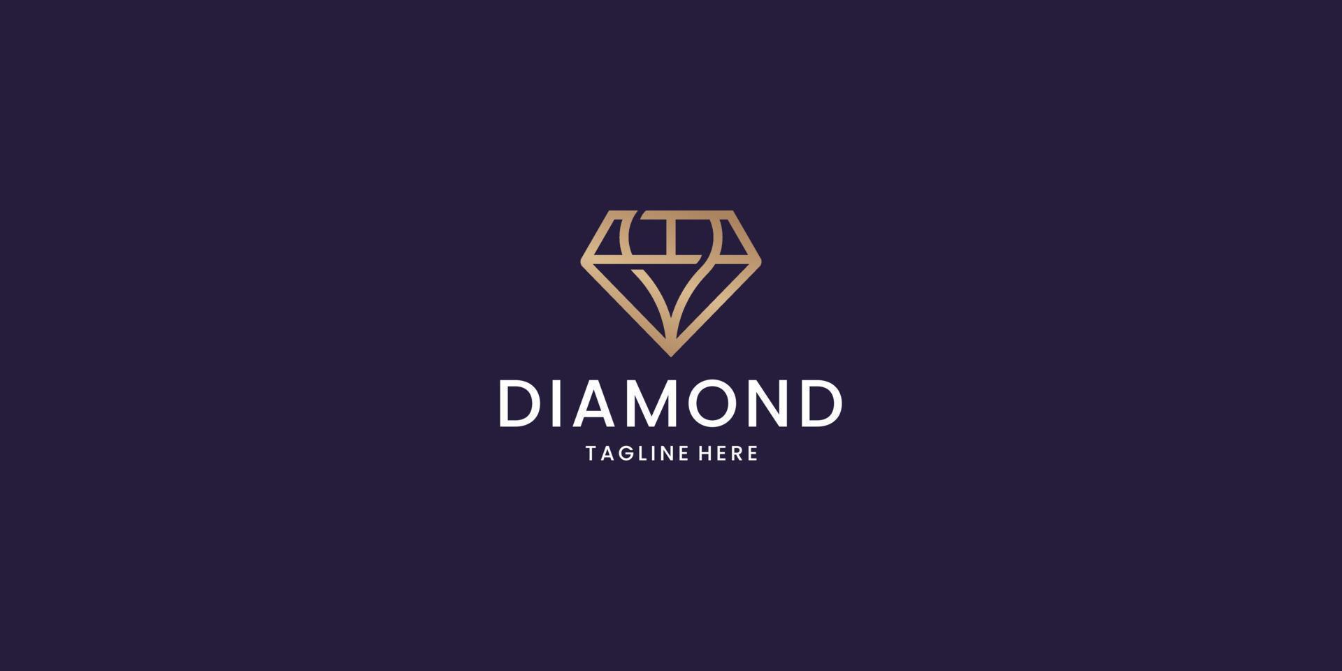 diamant ikon i platt stil. logotyp design mall vektor