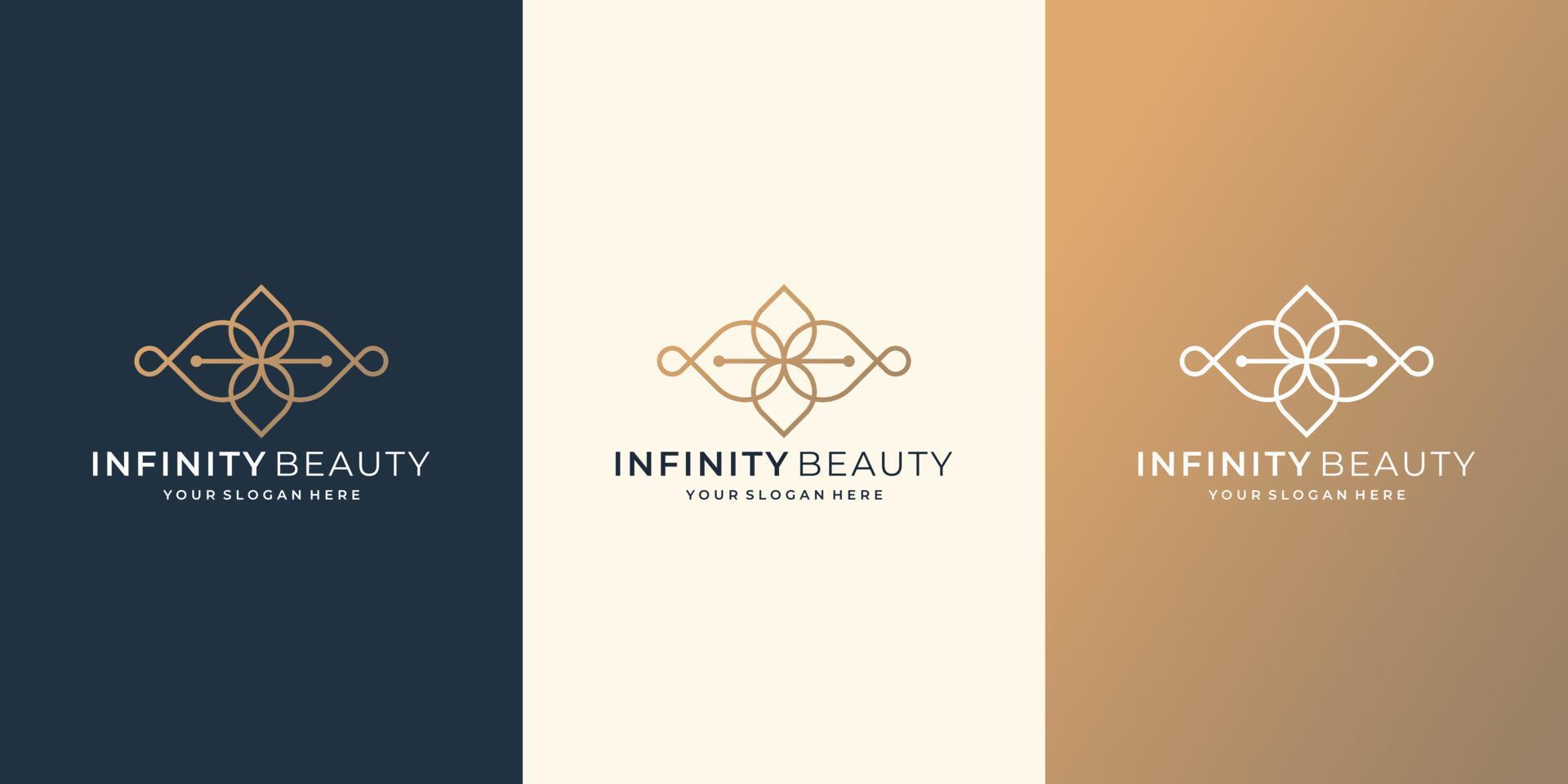 Infinity-Schönheits-Logo-Vorlage. kreatives logo für kosmetik, hautpflege, mode. vektor