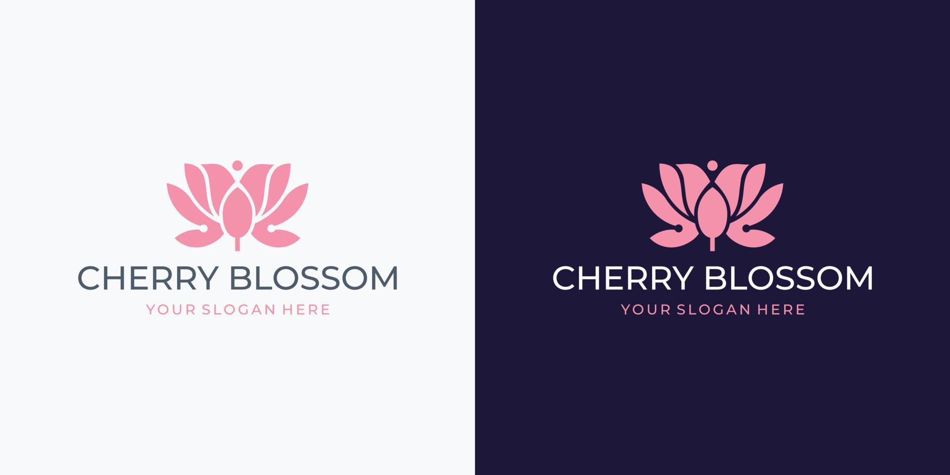 vår körsbär blomma logotyp inspiration. vektor