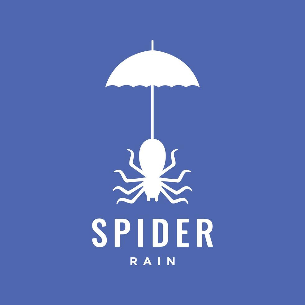 Spindel tarantel med paraply regn modern logotyp design vektor ikon illustration mall