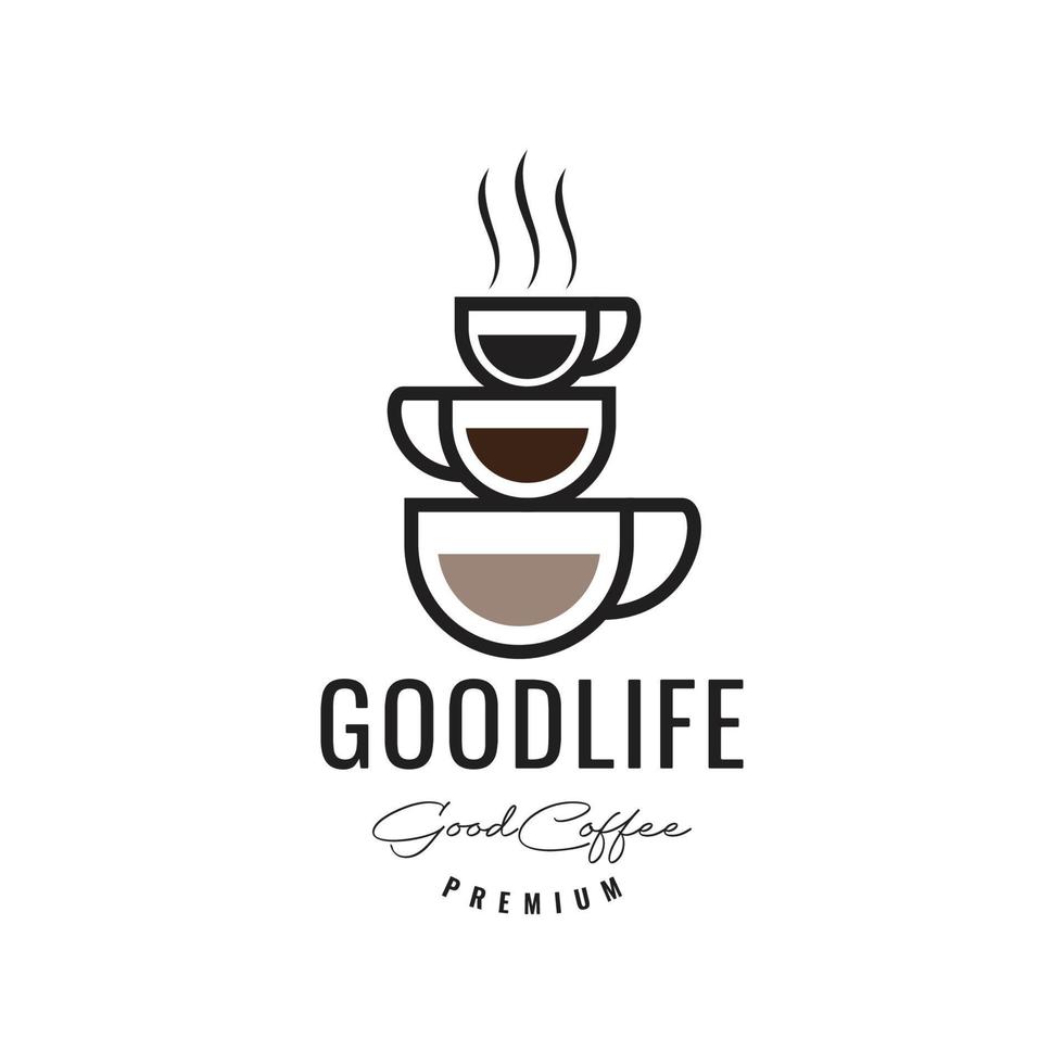 kaffeetasse stufen duft geschmack farbig hipster logo design vektor symbol illustrationsvorlage