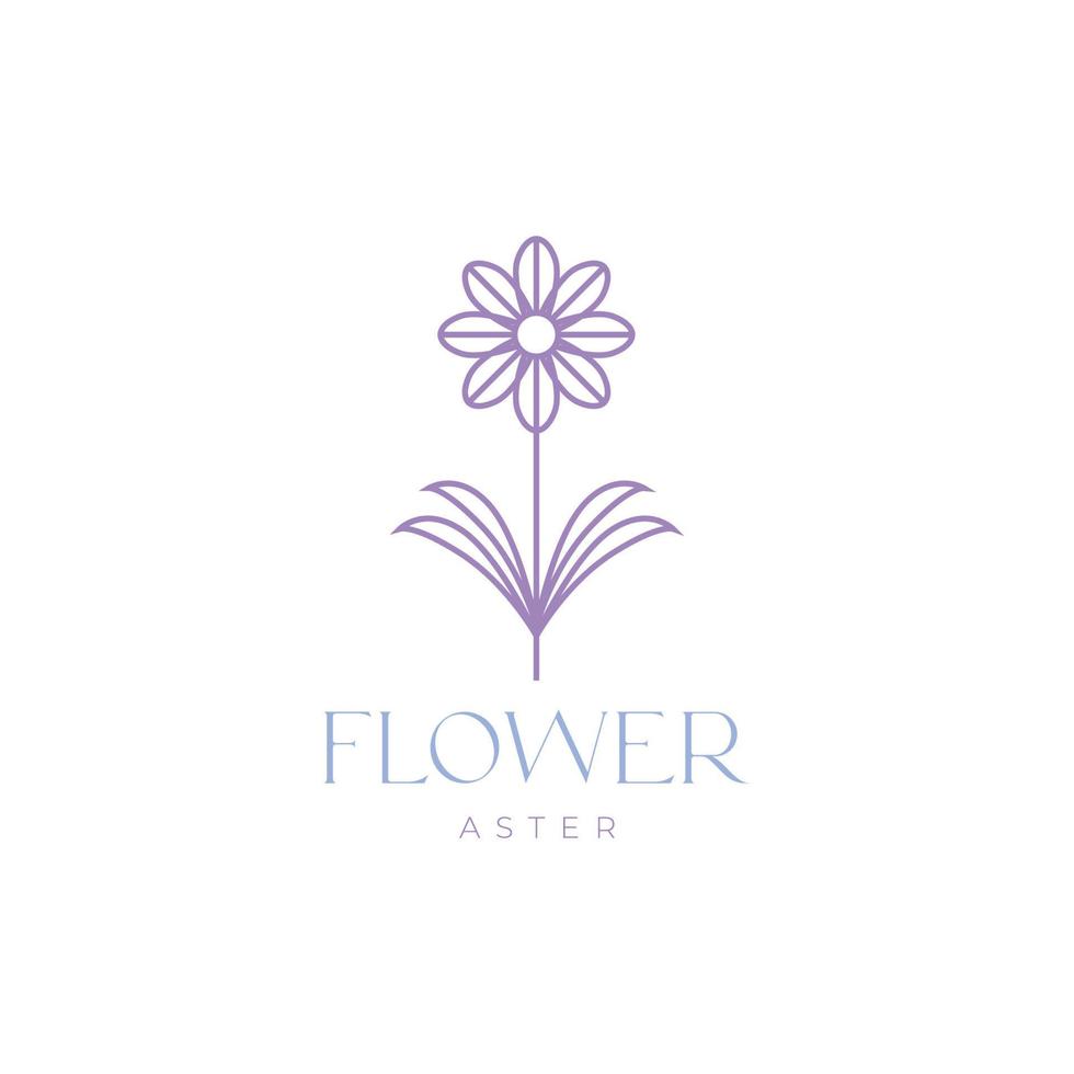 Blume Aster Schönheit farbige abstrakte geometrische Linie minimale Logo-Design-Vektorsymbol-Illustrationsvorlage vektor