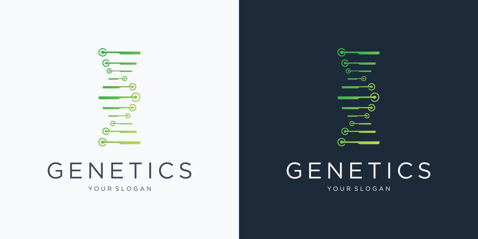 DNA-Helix-Logo-Vorlage. abstraktes dna-logopunkt-genetik-vektordesign. biologische Illustration vektor