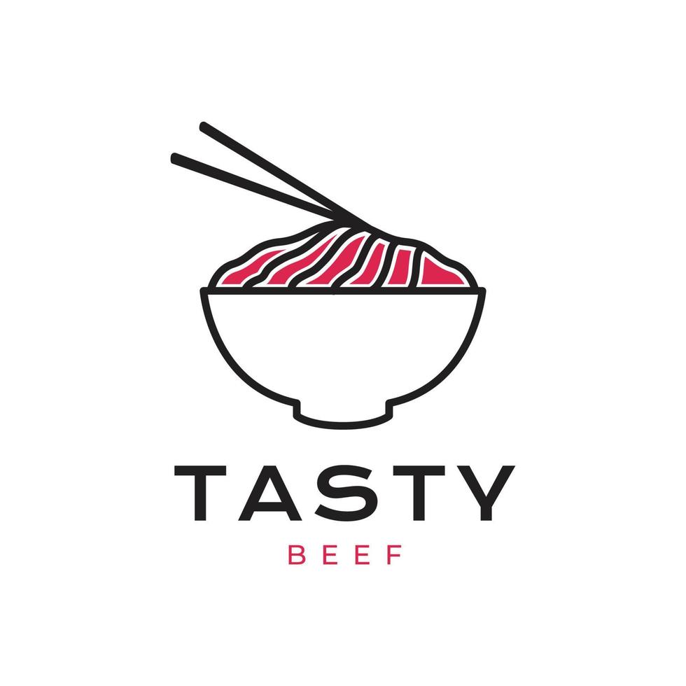 skål nötkött mat krydda smak matpinne modern matare matlagning minimal logotyp design vektor ikon illustration mall