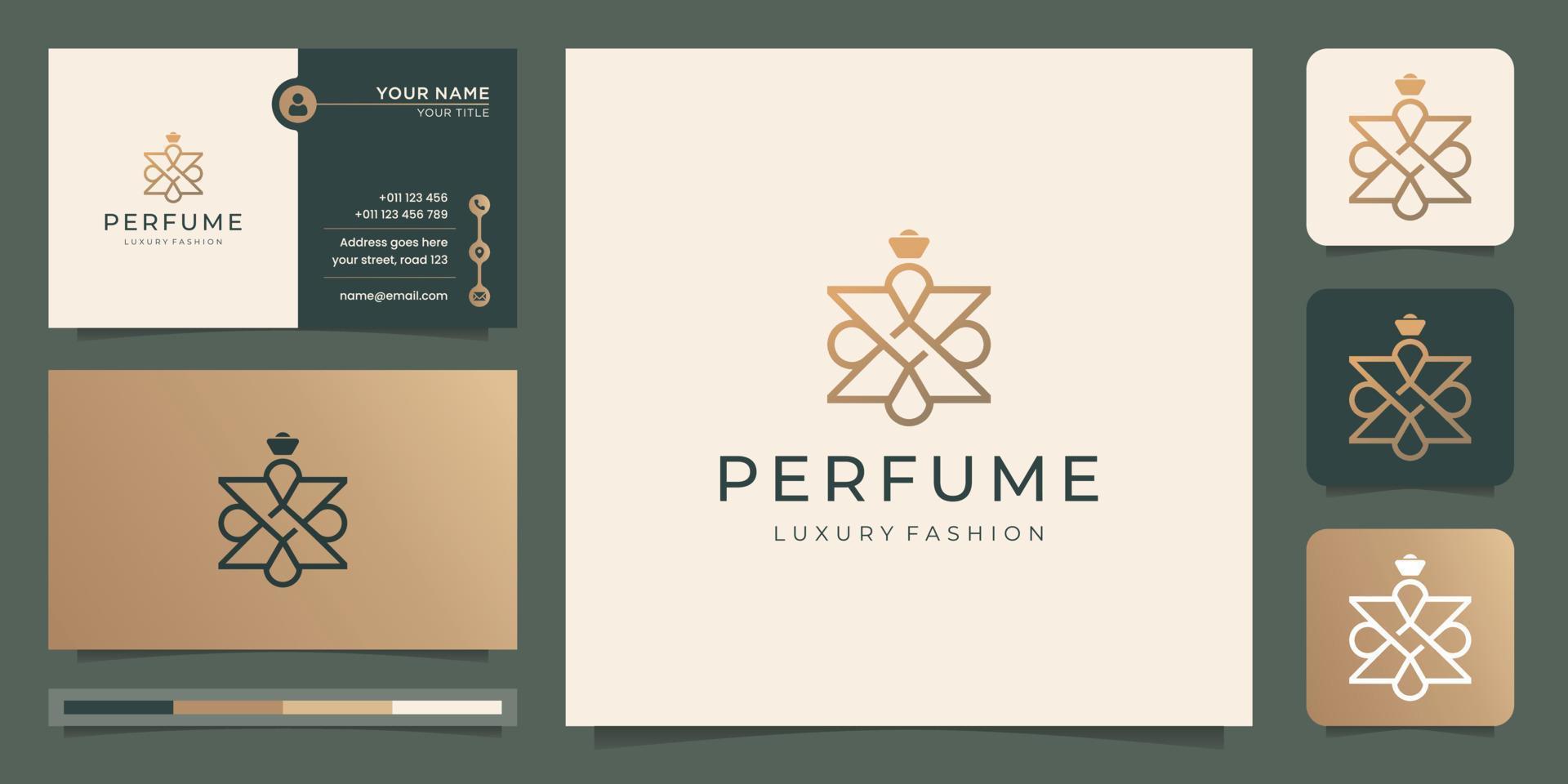 feminine linie flaschen parfüm logo vorlage. logo für mode, kosmetik, salon und spa, hautpflege. vektor